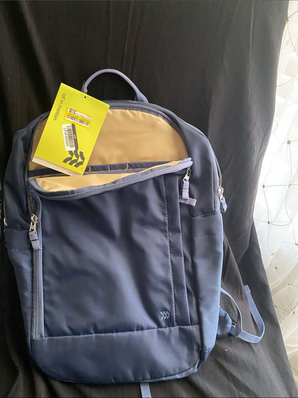 all in motion Navy Backpack with Cream Interior
